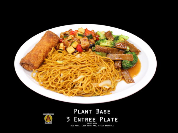 compton vegan plant base chinese 3 entree plate